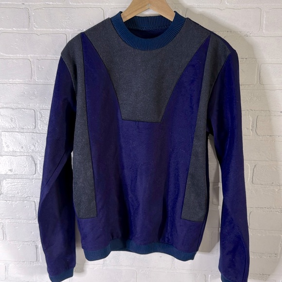 Damur Wool color block pullover crewneck sweater size 1 Euro 36 unisex - Picture 1 of 11